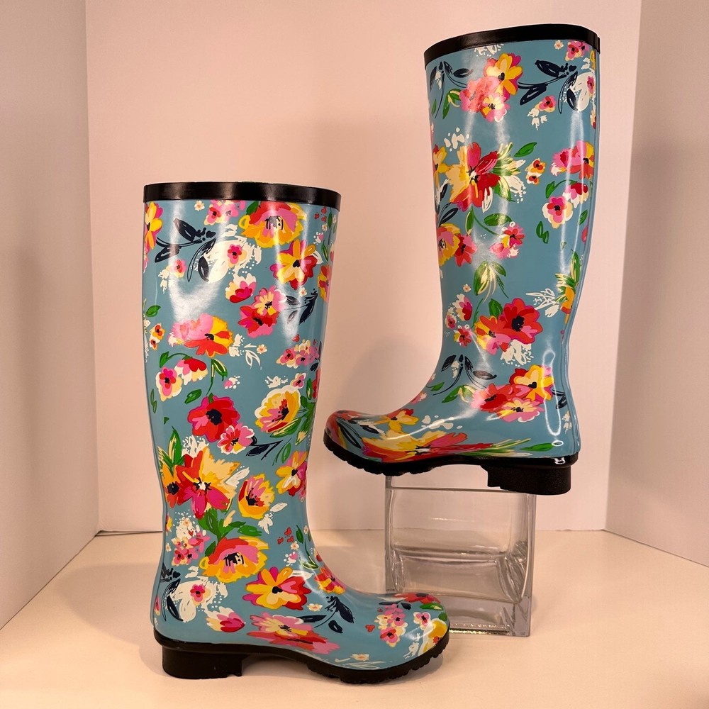 Roma Boots Emma Floral Sadie Robertson Tall Flower Rainboots Wellies Women's 5 - Picture 5 of 11